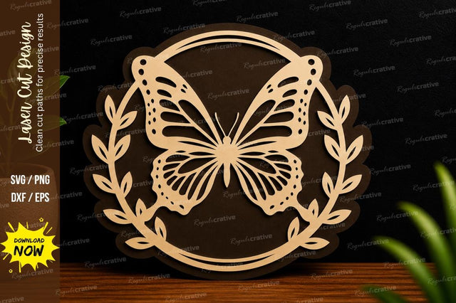 Butterfly Laurel Frame laser cut svg File SVG Regulrcrative 