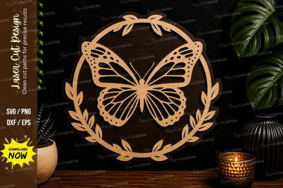 Butterfly Laurel Wreath laser cut svg File SVG Regulrcrative 