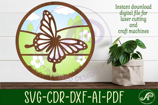 Butterfly layered wall sign svg laser cut file SVG APInspireddesigns 
