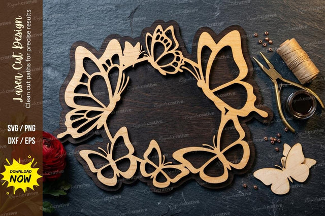 Butterfly Leaf Frame laser Cut svg Cutting file SVG Regulrcrative 