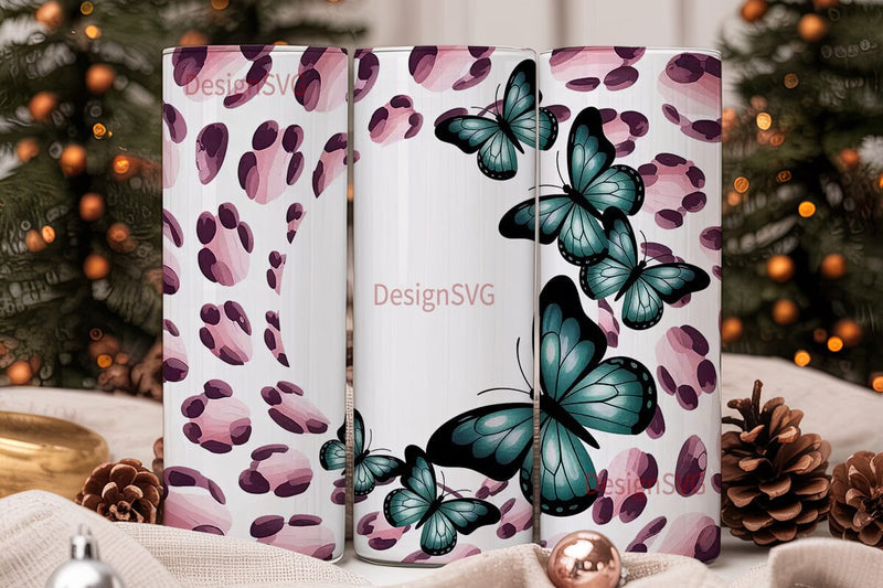Butterfly Leopard 20oz Tumbler Wrap Sublimation DesignSVG 