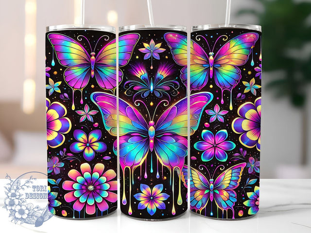 Butterfly Leopard Floral 20oz Tumbler, Leopard Print Design, Floral Drinkware, 20oz Sublimation, Nature Inspired Tumbler, Unique Leopard Pattern, Colorful Tumbler Wrap Sublimation ToriDesigns 