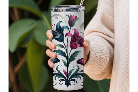 Butterfly Lily 20oz Tumbler Wrap Sublimation DesignSVG 