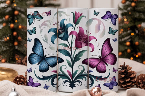 Butterfly Lily 20oz Tumbler Wrap Sublimation DesignSVG 