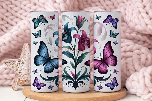 Butterfly Lily 20oz Tumbler Wrap Sublimation DesignSVG 