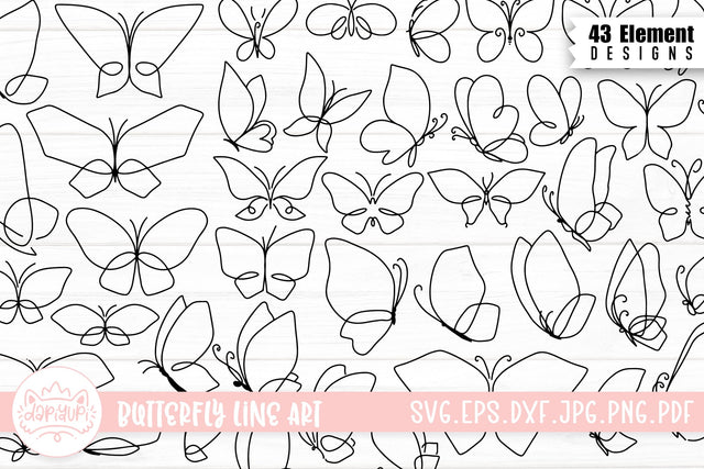 Butterfly Line Clipart SVG Cut File Bundle SVG dapiyupi store 