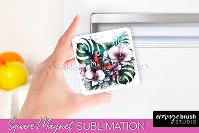 Butterfly Magnet Sublimation - Summer Flowers Magnet Design Sublimation OrangeBrushStudio 