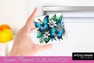 Butterfly Magnet Sublimation - Summer Flowers Magnet Design Sublimation OrangeBrushStudio 