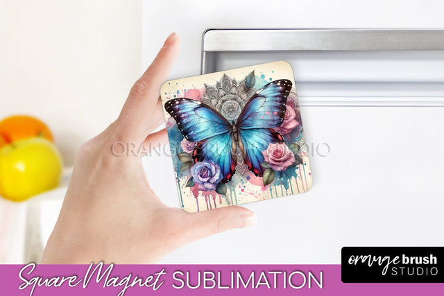 Butterfly Magnet Sublimation - Summer Flowers Magnet Design Sublimation OrangeBrushStudio 