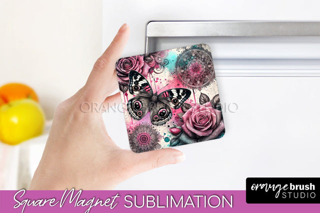 Butterfly Magnet Sublimation - Summer Flowers Magnet Design Sublimation OrangeBrushStudio 