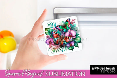 Butterfly Magnet Sublimation - Summer Flowers Magnet Design Sublimation OrangeBrushStudio 