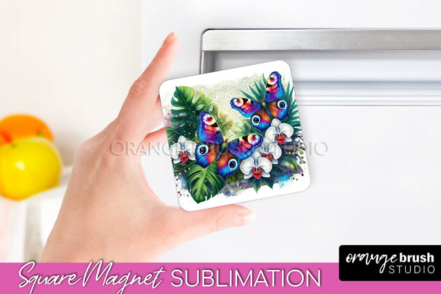 Butterfly Magnet Sublimation - Summer Flowers Magnet Design Sublimation OrangeBrushStudio 