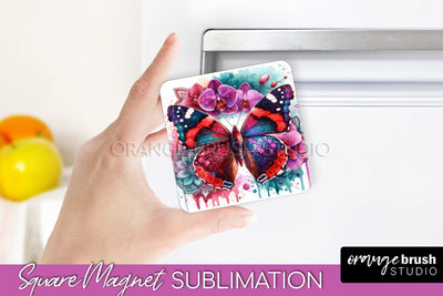 Butterfly Magnet Sublimation - Summer Flowers Magnet Design Sublimation OrangeBrushStudio 