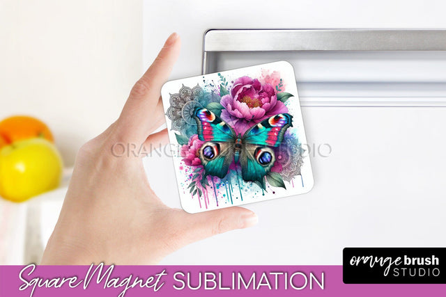 Butterfly Magnet Sublimation - Summer Flowers Magnet Design Sublimation OrangeBrushStudio 