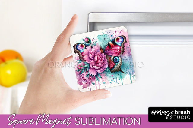 Butterfly Magnet Sublimation - Summer Flowers Magnet Design Sublimation OrangeBrushStudio 