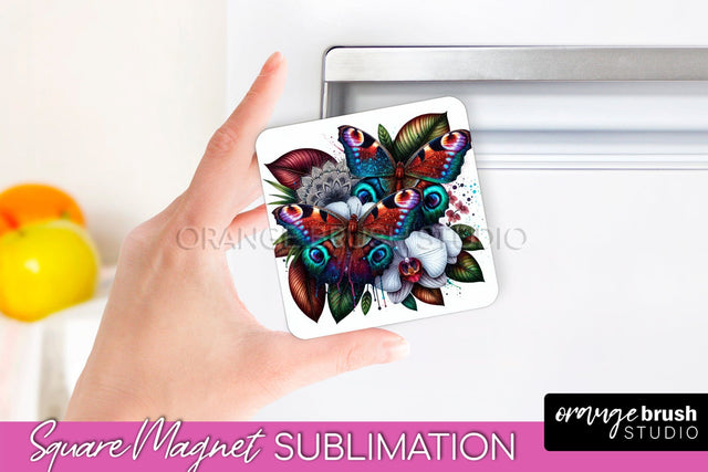 Butterfly Magnet Sublimation - Summer Flowers Magnet Design Sublimation OrangeBrushStudio 