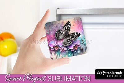 Butterfly Magnet Sublimation - Summer Flowers Magnet Design Sublimation OrangeBrushStudio 