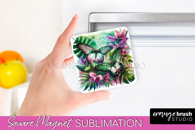 Butterfly Magnet Sublimation - Summer Flowers Magnet Design Sublimation OrangeBrushStudio 