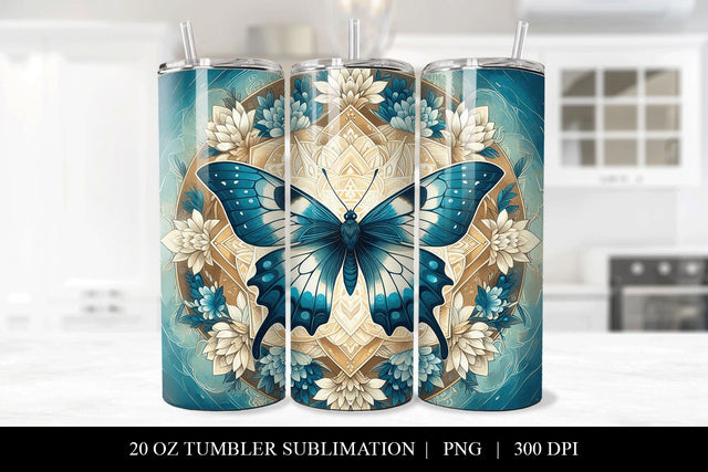 Butterfly Mandala 20oz Tumbler Sublimation Design Sublimation BijouBay 