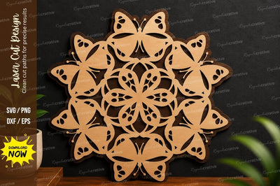 Butterfly Mandala Decor laser cut svg File SVG Regulrcrative 
