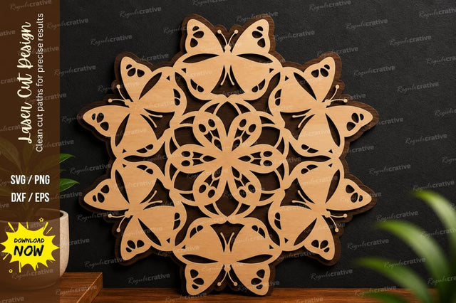 Butterfly Mandala Decor laser cut svg File SVG Regulrcrative 