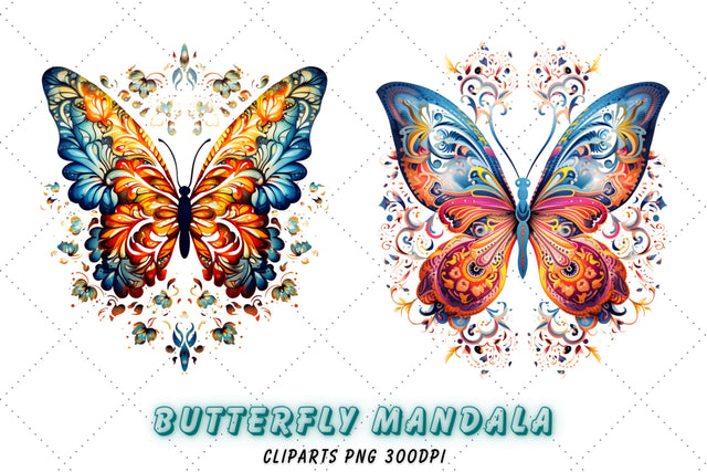 Butterfly Mandala Sublimation Clipart | Mandala Butterfly Sublimation FloridPrintables 