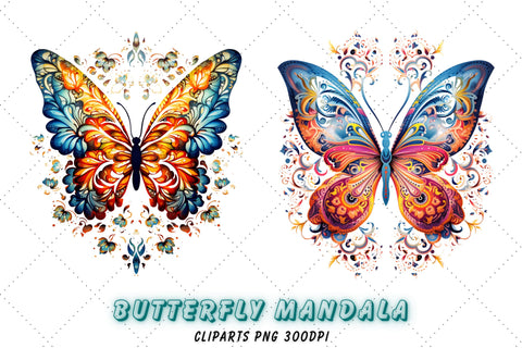 Butterfly Mandala Sublimation Clipart | Mandala Butterfly Sublimation FloridPrintables 