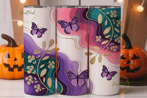 Butterfly Marble 20oz Tumbler Wrap Sublimation PixelChick 
