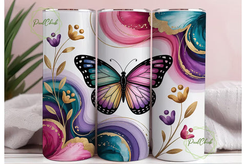 Butterfly Marble 20oz Tumbler Wrap Sublimation PixelChick 