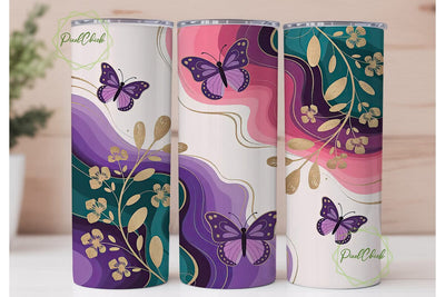 Butterfly Marble 20oz Tumbler Wrap Sublimation PixelChick 