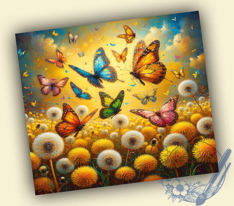 Butterfly Meadow 20oz Skinny Tumbler, Butterfly Floral Tumbler Png, Straight & Tapered Tumbler Wrap, Instant Digital Download Sublimation ToriDesigns 