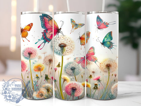 Butterfly Meadow 20oz Skinny Tumbler, Butterfly Floral Tumbler Png, Straight & Tapered Tumbler Wrap, Instant Digital Download Sublimation ToriDesigns 
