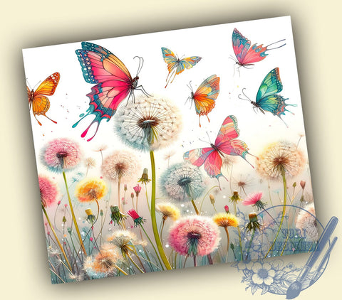 Butterfly Meadow 20oz Skinny Tumbler, Butterfly Floral Tumbler Png, Straight & Tapered Tumbler Wrap, Instant Digital Download Sublimation ToriDesigns 