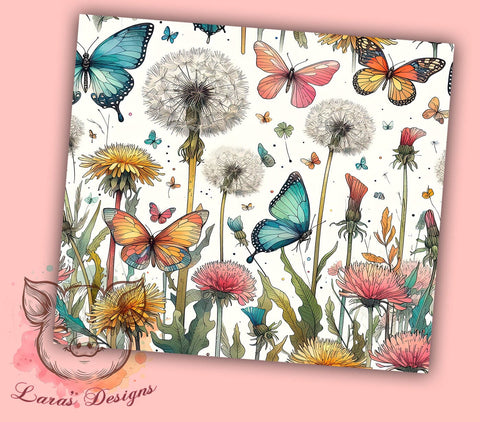 Butterfly Meadow 20oz Tumbler Png, Straight & Tapered Tumbler Png, Butterfly Floral Tumbler Png, Digital Download PNG Sublimation Lara' s Designs 