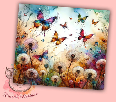 Butterfly Meadow 20oz Tumbler Png, Straight & Tapered Tumbler Png, Butterfly Floral Tumbler Png, Digital Download PNG Sublimation Lara' s Designs 