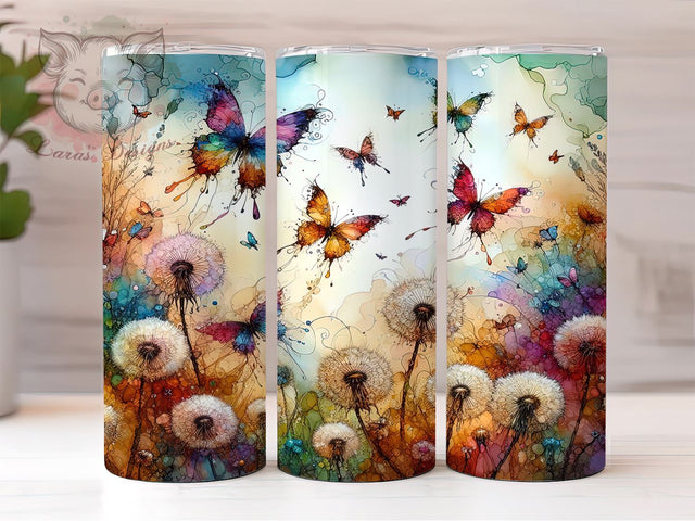 Butterfly Meadow 20oz Tumbler Png, Straight & Tapered Tumbler Png, Butterfly Floral Tumbler Png, Digital Download PNG Sublimation Lara' s Designs 