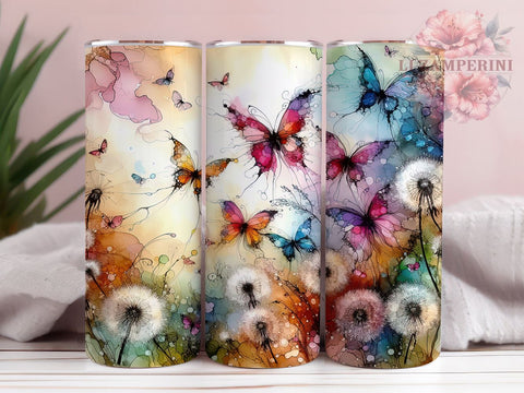 Butterfly Meadow 20oz Tumbler Wrap PNG, Butterfly Floral Tumbler Png, Straight & Tapered Tumbler Wrap, Instant Digital Download Sublimation Li Zamperini 