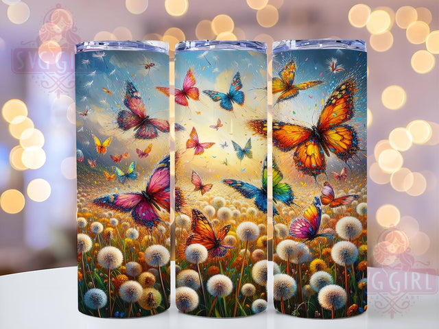 Butterfly Meadow 20oz Tumbler Wrap Sublimation Design, Straight Tapered Tumbler Wrap, Butterfly Floral Tumbler Png, Instant Digital Download Sublimation SvggirlplusArt 