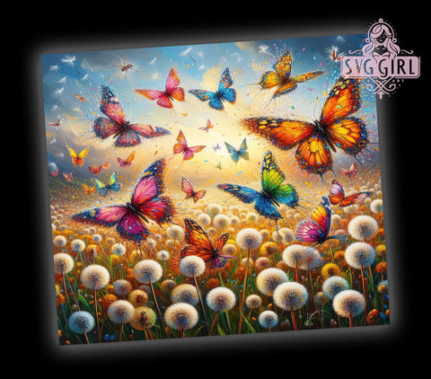 Butterfly Meadow 20oz Tumbler Wrap Sublimation Design, Straight Tapered Tumbler Wrap, Butterfly Floral Tumbler Png, Instant Digital Download Sublimation SvggirlplusArt 