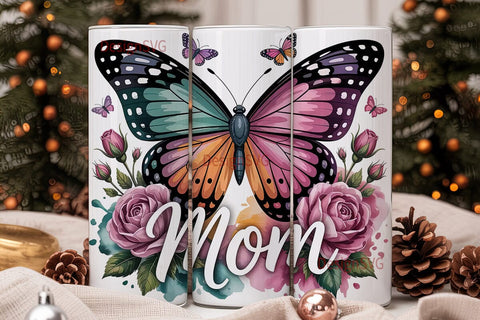 Butterfly Mom 20oz Tumbler Wrap Sublimation DesignSVG 