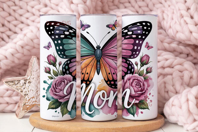 Butterfly Mom 20oz Tumbler Wrap Sublimation DesignSVG 