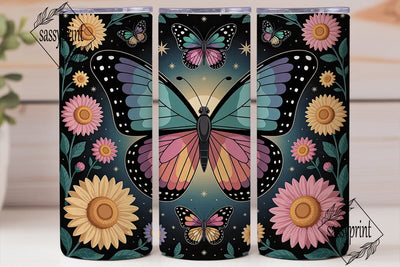 Butterfly Moon Garden 20oz Tumbler Wrap Sublimation sassyprint 
