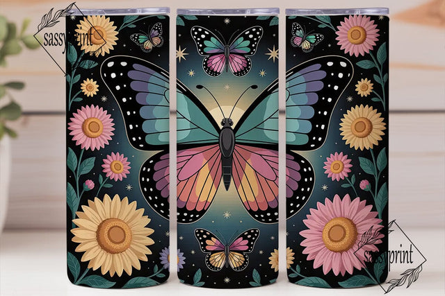 Butterfly Moon Garden 20oz Tumbler Wrap Sublimation sassyprint 