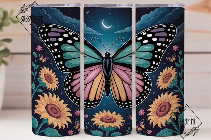 Butterfly Moon Garden 20oz Tumbler Wrap Sublimation sassyprint 