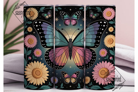 Butterfly Moon Garden 20oz Tumbler Wrap Sublimation sassyprint 