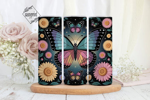 Butterfly Moon Garden 20oz Tumbler Wrap Sublimation sassyprint 