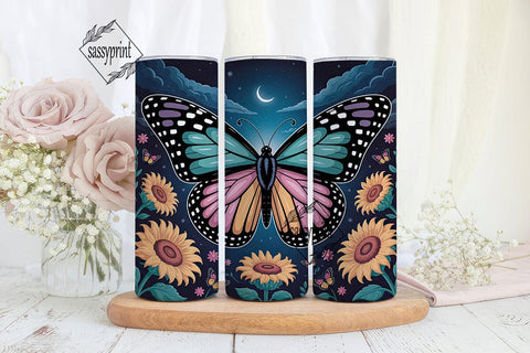 Butterfly Moon Garden 20oz Tumbler Wrap Sublimation sassyprint 