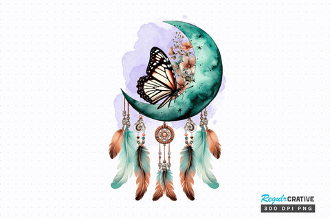 Butterfly Moon Vintage Butterfly Sublimation Design Sublimation Regulrcrative 