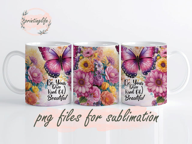 Butterfly Motivational Quote Mug Wrap Design, Instant Digital Design Download Mug Wrap Design, Mug Design PNG Sublimation PrintingLife 