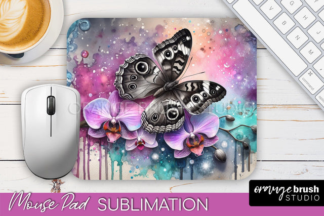 Butterfly Mouse Pad - Butterflies and Flowers Sublimation Sublimation OrangeBrushStudio 